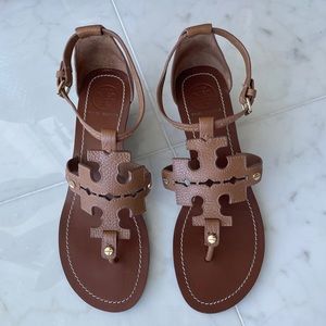 Tory Burch Chandler Logo Wedge Sandal, Nude Size 8.5